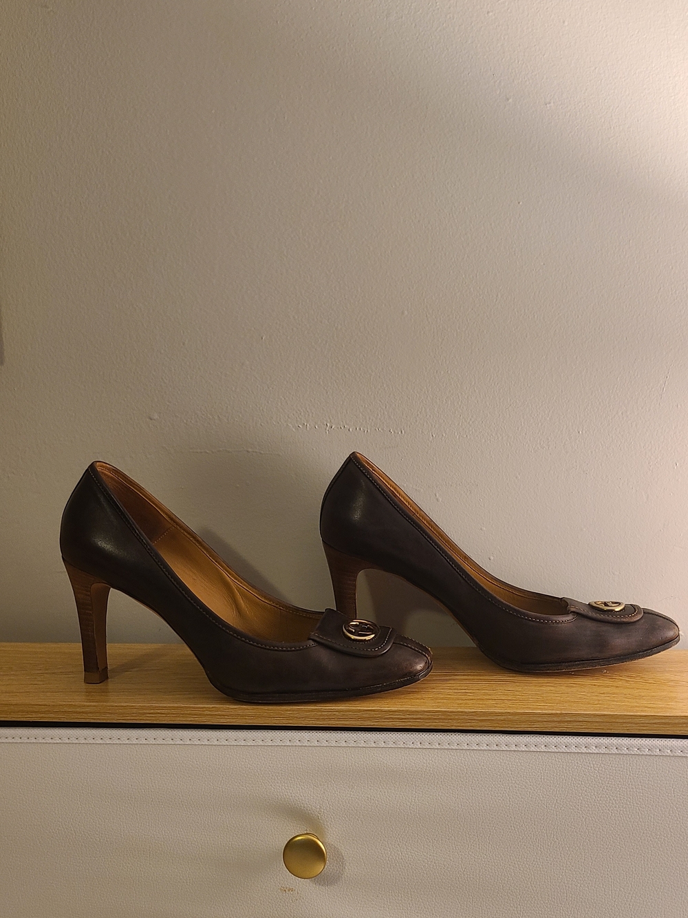 Gucci Brown Leather GG Logo Loafers - Women's - Picture 3 of 5